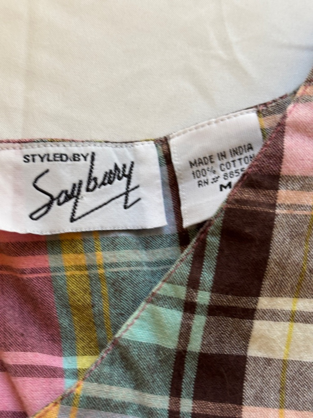 Styled by Saybury 100% Cotton Vintage Short Sleeve Plaid Nightgown Housedress - Picture 4 of 11